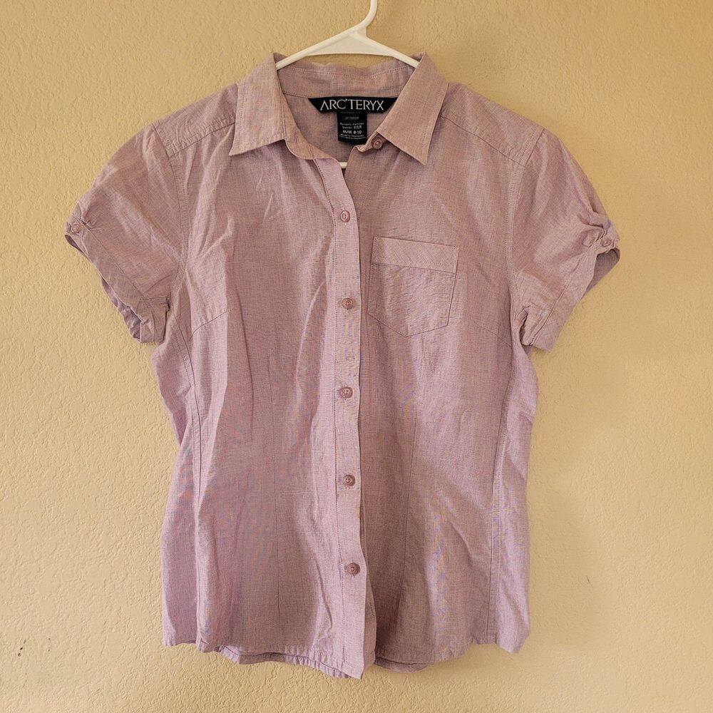 Arcteryx Button Up Shirt Womens Blouse Short Sleeve Outdoor Travel Size Medium